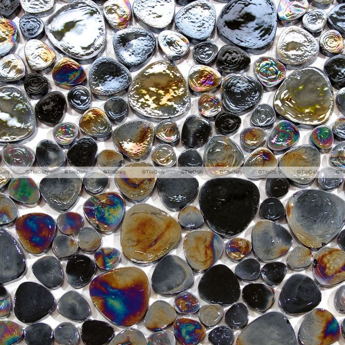 100 Cobalt Blue Irid Glass Gems Stones Mosaic Pebbles 